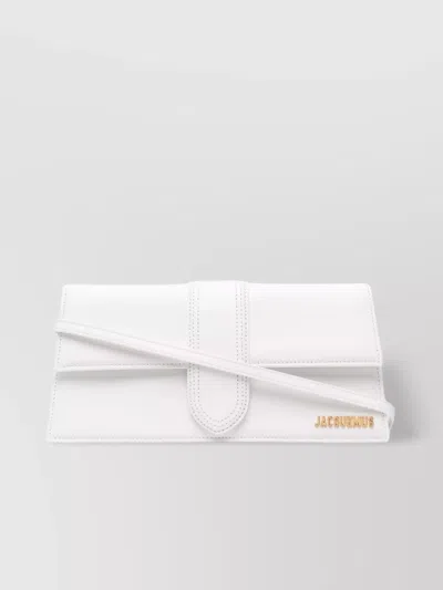 Jacquemus Long Shoulder Bag In Bright-white Leather