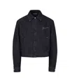 Jacquemus La Veste De-nimes Canevas Blue Jacket With Classic Collar And Logo Lettering On The Front In Denim M In Black
