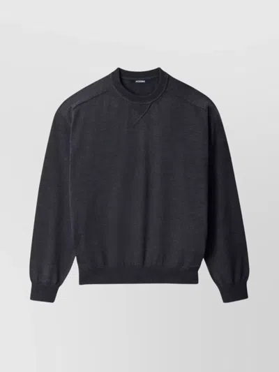 JACQUEMUS LONG SLEEVE CREWNECK SWEATER WITH RIBBED CUFFS