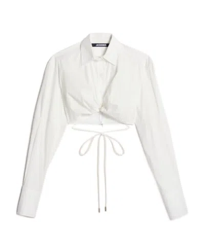 JACQUEMUS LONG-SLEEVE CROP SHIRT