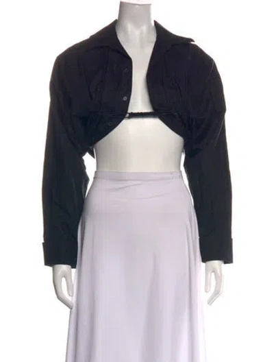 Pre-owned Jacquemus Long Sleeve Crop Top In Black