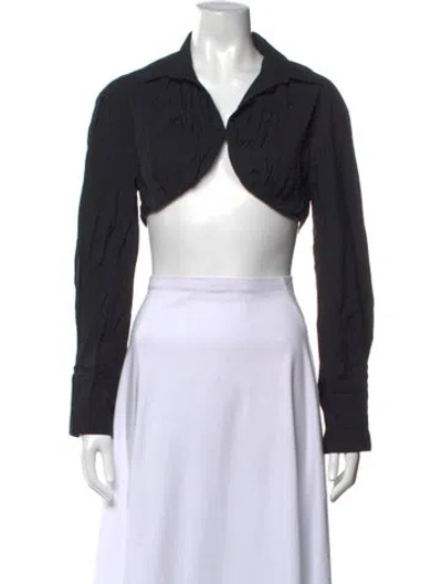 Pre-owned Jacquemus Long Sleeve Crop Top In Black