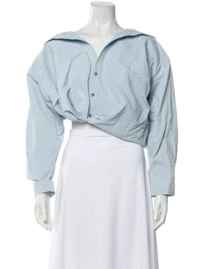 Pre-owned Jacquemus Long Sleeve Crop Top In Blue