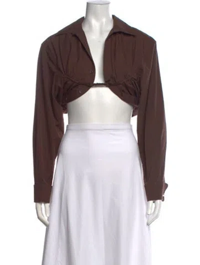 Pre-owned Jacquemus Long Sleeve Crop Top In Brown