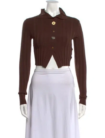 Pre-owned Jacquemus Long Sleeve Crop Top In Brown