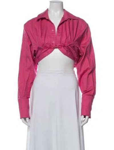 Pre-owned Jacquemus Long Sleeve Crop Top In Pink