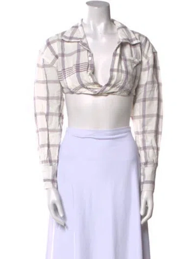 Pre-owned Jacquemus Long Sleeve Crop Top In White
