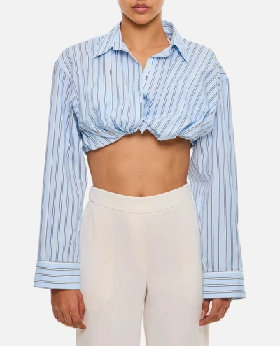 Jacquemus Long Sleeve Cropped Shirt In Sky Blue