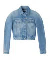 Jacquemus La Veste De-nimes Ovalo Puffer Jackets Light Blue In Blue