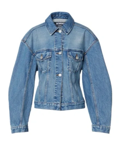 Jacquemus Long Sleeve Denim Jacket In Blue