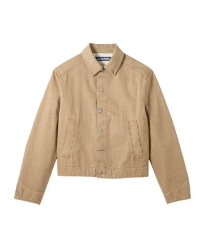 Jacquemus Long Sleeve Denim Jacket In Nude