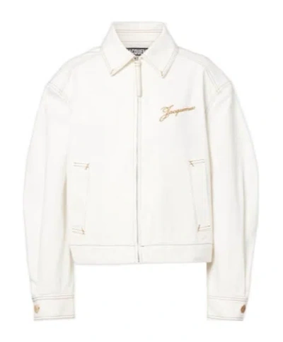 Jacquemus Long Sleeve Denim Jacket In White