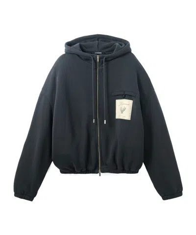 Jacquemus Long Sleeve Hooded Sweatshirt In Gray