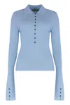 Jacquemus Fitted Long Sleeve Knit Shirt In Blue