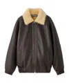 Jacquemus Bomber Jacket With Shearling Collar And Pockets In Brown