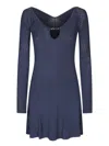 Jacquemus Long Sleeve Scalloped Mini Dress In Blue