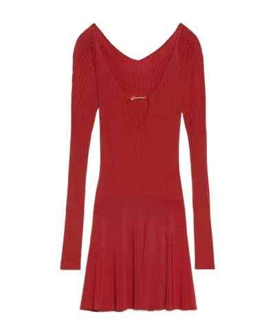 JACQUEMUS JACQUEMUS LONG-SLEEVE SCALLOPED MINI DRESS