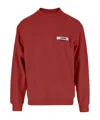 Jacquemus Men Red Logo Sweatshirt, M Luxury Sweatshirts & Hoodies For Men Darveys In Brown