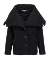 Jacquemus Caruso Coat With Adjustable Strap And Belted Back In Black