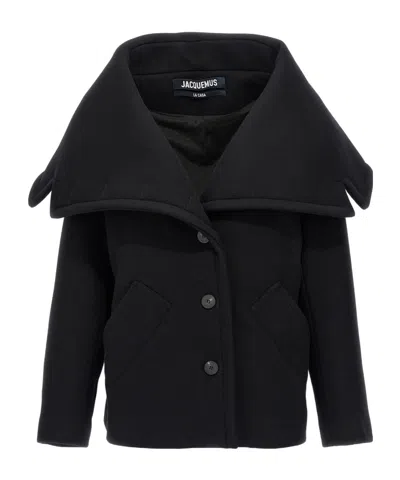 Jacquemus Le Caban Caruso Draped-collar Jacket Women In Black