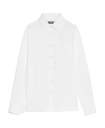 Jacquemus Long-sleeved Collared Shirt In White