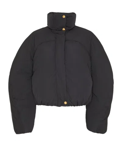 Jacquemus Cropped Black Puffer Jacket With Oversized Sleeves In Multi