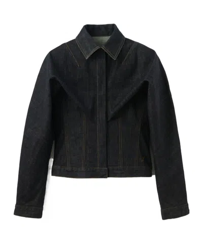 Jacquemus Long-sleeved Denim Jacket In Black