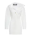 Jacquemus Les Sculptures Dropped Shoulder La Mini Robe Chemisier Dress In White