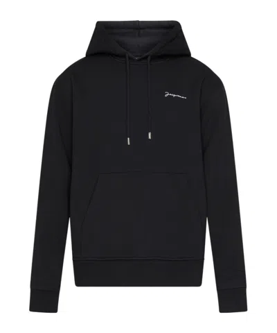 Jacquemus Long-sleeved Hooded Hoodie In Schwarz