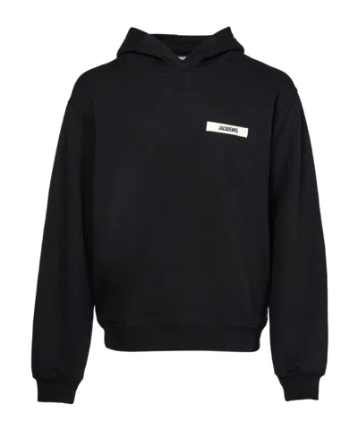 Jacquemus Cotton Fabric Hoodie With Long Sleeves In Black