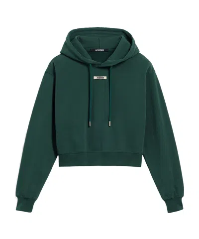 Jacquemus Long-sleeved Hooded Hoodie In Green