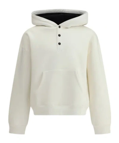 Jacquemus Long-sleeved Hooded Hoodie In White