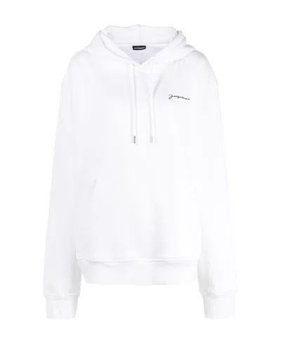 Jacquemus Long-sleeved Hooded Sweater In White