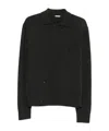 Jacquemus Crewneck Sweater With Collared Design And Pocket In Black