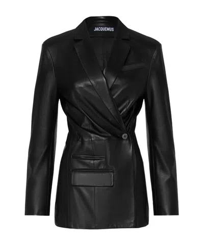 JACQUEMUS LONG-SLEEVED LEATHER JACKET