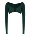 Jacquemus Logo-plaque Long-sleeved Cardigan In Green