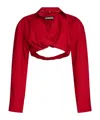 Jacquemus Cropped Cotton Poplin Shirt With Twist Detailing