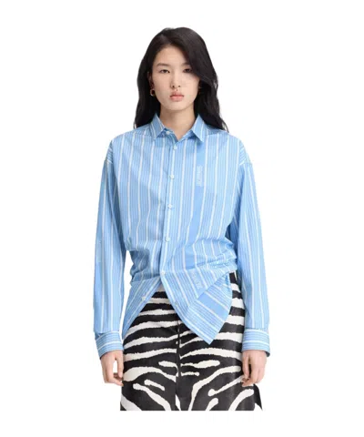 Jacquemus Logo Striped Belted-cutout Suit Shirt In Jacquard Business Big Log