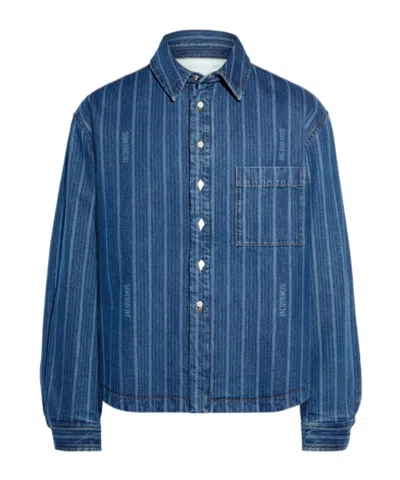 JACQUEMUS JACQUEMUS LOGO EMBROIDERED DENIM SHIRT