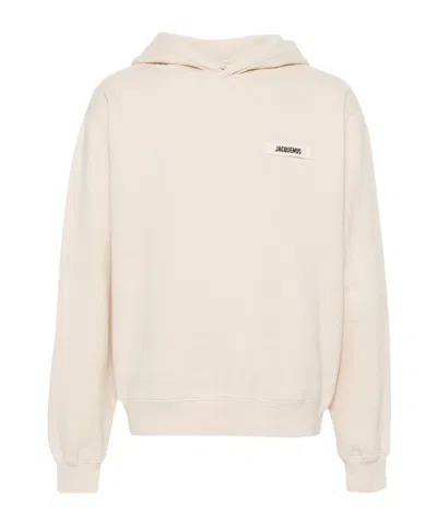 Jacquemus Light Beige Hooded Sweatshirt With Minimalist Design In Neutral