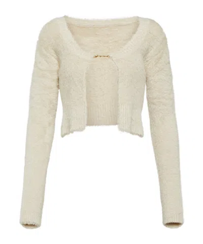 Jacquemus La Maille Neve Manches Lo Soft Cardigan In Off-white