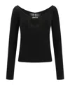 Jacquemus Black Long Sleeve Top With Logo Detail And Cut-out In Black