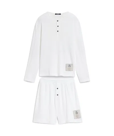 Jacquemus Long-sleeved T-shirt Elastic Waist Shorts Set In White
