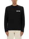 Jacquemus Mens Black Grosgrain-logo Long-sleeve Cotton T-shirt In Multi