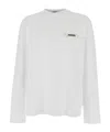 Jacquemus Le T-shirt Gros Grain White Crewneck T-shirt With Logo Patch On The Front In Cotton Man In White