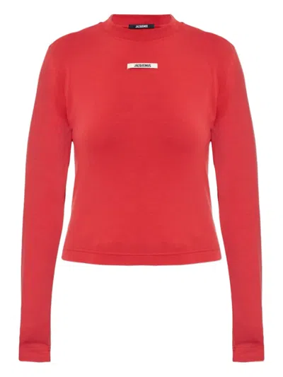 Jacquemus Women Long-sleeved T-shirt With Applique In Red