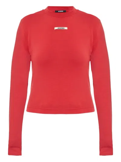 Jacquemus Women Long-sleeved T-shirt With Applique In Red