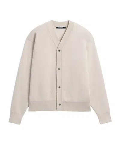 Jacquemus Long-sleeved Wool Cardigan In White
