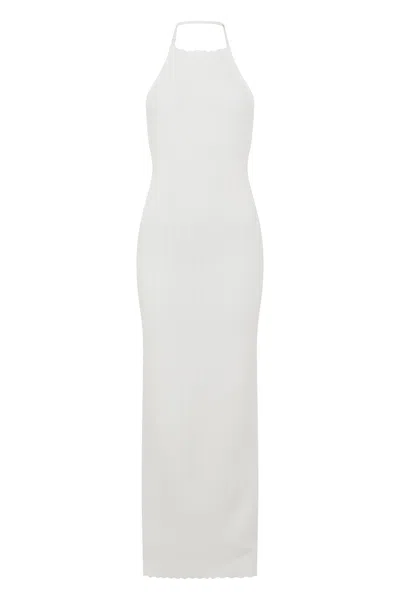 Jacquemus Long Sleeveless Midi Dress With Round Collar In White