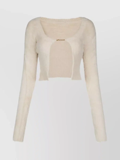 Jacquemus Logo-fastening Cropped Cardigan In Cream